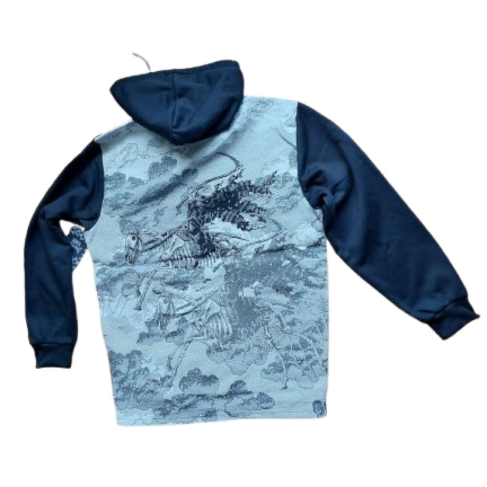 Goth Gothic Gray Blue Hoodie Hooded Sweater Men Large New NWT